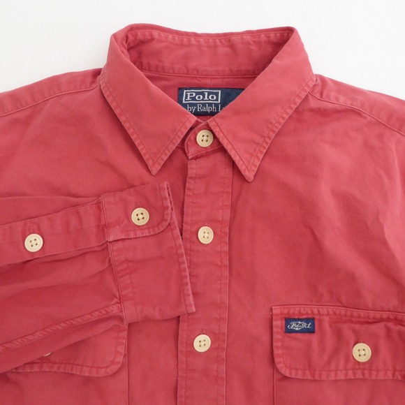 Polo Ralph Lauren Other - Polo Ralph Lauren Mens Button Up Shirt Salmon Red Workwear Utility Pocket Medium